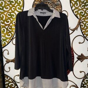 Adrianna Papell Black and White Striped Women's Top Size M